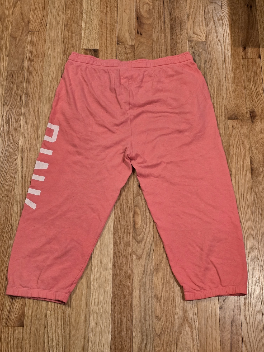 PINK Victoria's Secret Coral Capri Sweatpants with White Logo - Picture 2 of 3